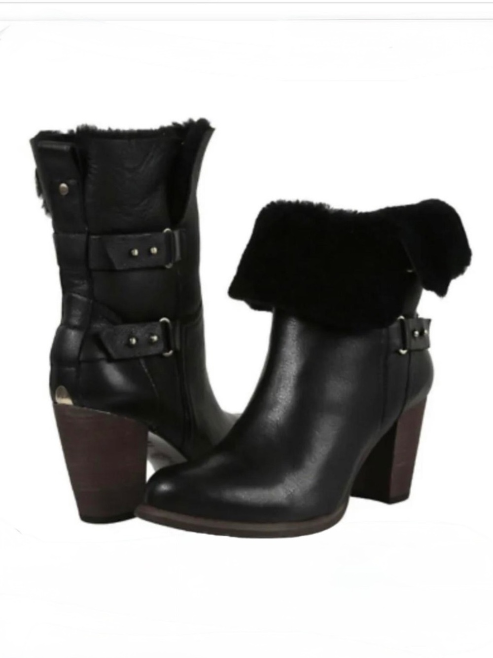 Ugg Jayne Fur trimmed bootie Black size 8.5